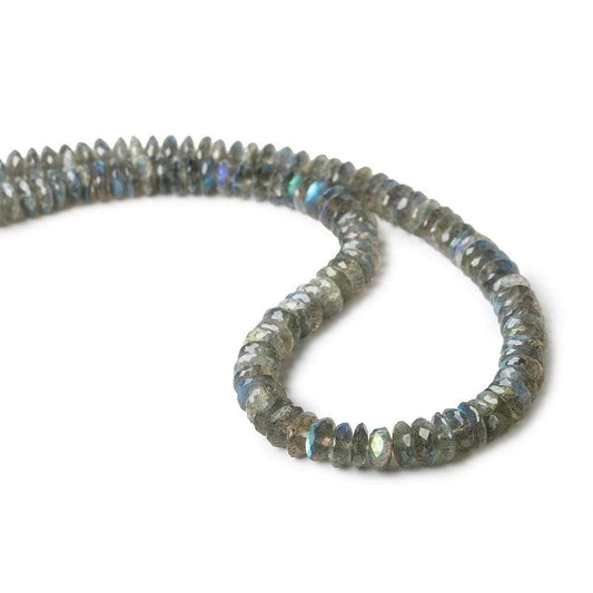 6.5-8mm Labradorite German Faceted Rondelles 16 inch 125 beads