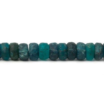 6.5-8mm Matte Neon Apatite plain rondelle beads 1mm drill hole 8 inch 50 pcs