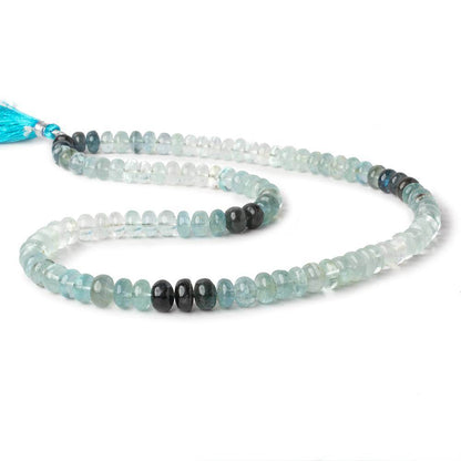 6.5-8mm Moss Aquamarine Plain Rondelles 18 inch 100 beads AAA