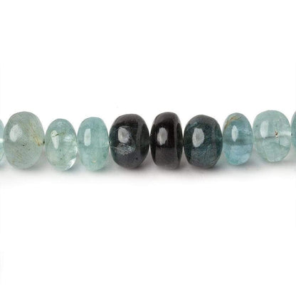 6.5-8mm Moss Aquamarine Plain Rondelles 18 inch 100 beads AAA