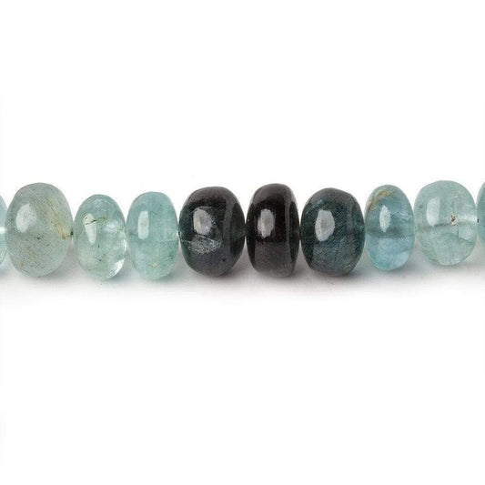 6.5-8mm Moss Aquamarine Plain Rondelles 18 inch 100 beads AAA