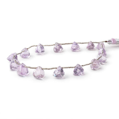 6.5-8mm Pink Amethyst Faceted Trillion Beads 7 inch 15 pieces