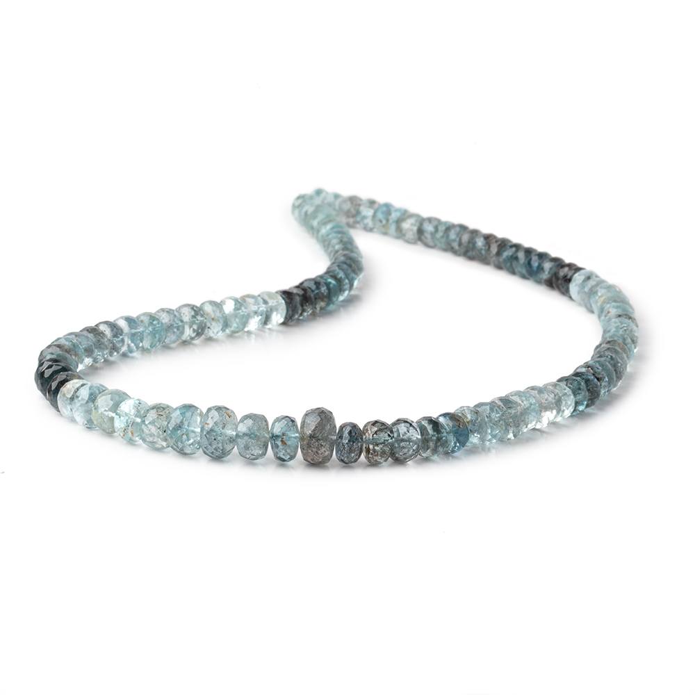 6.5-9.5mm Shaded Moss Aquamarine Faceted Rondelle Beads 16 inch 92 pieces AAA