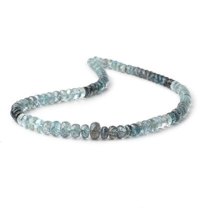 6.5-9.5mm Shaded Moss Aquamarine Faceted Rondelle Beads 16 inch 92 pieces AAA