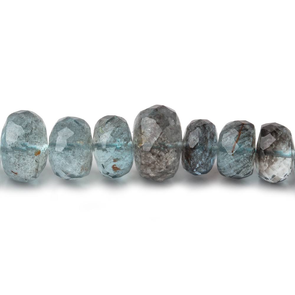 6.5-9.5mm Shaded Moss Aquamarine Faceted Rondelle Beads 16 inch 92 pieces AAA