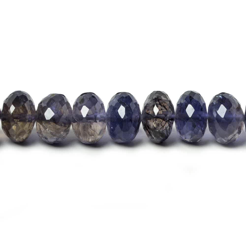 6.5-9mm Iolite Faceted Rondelle Beads 16 inches 94 pieces