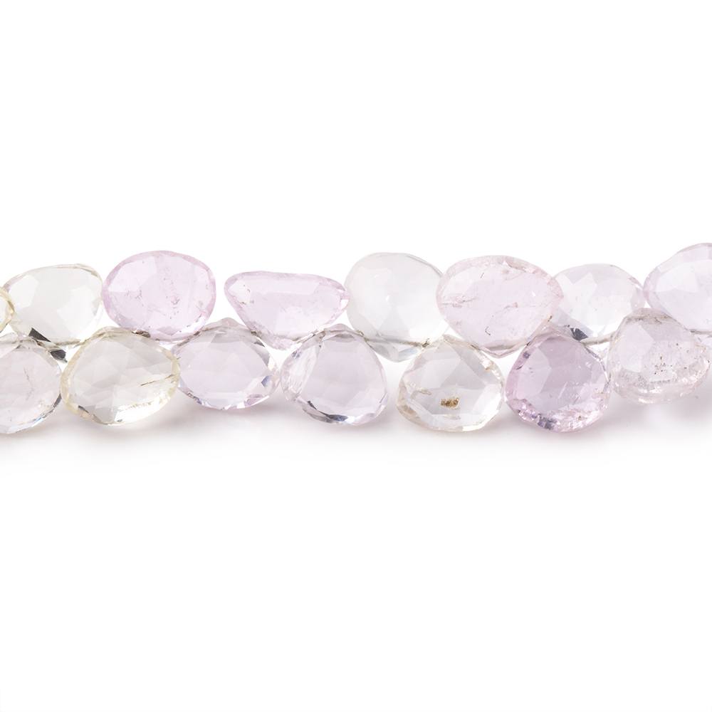 6.5-9mm Kunzite and Hiddenite Faceted Heart Beads 9.5 inch 60 pieces