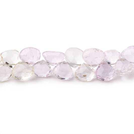 6.5-9mm Kunzite and Hiddenite Faceted Heart Beads 9.5 inch 60 pieces