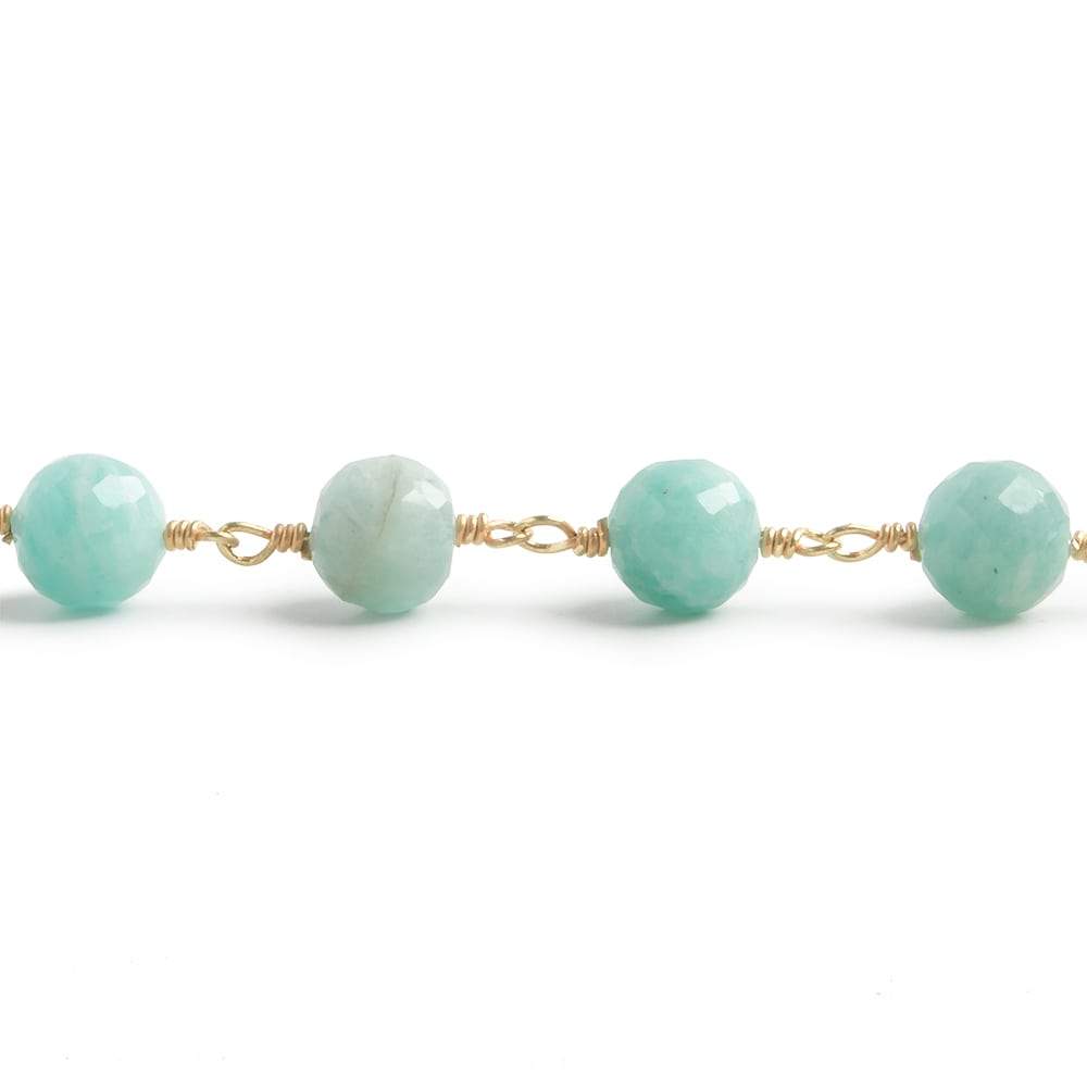 6.5mm Amazonite faceted round Vermeil Chain by the foot 24 pieces