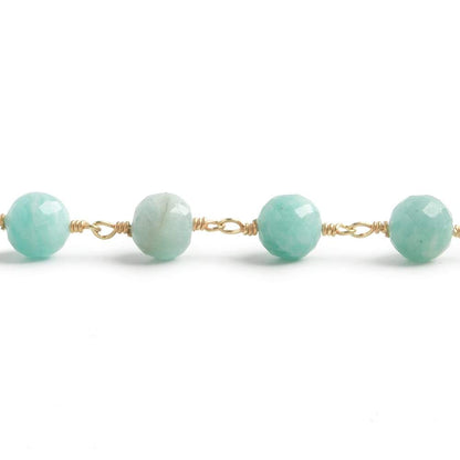 6.5mm Amazonite faceted round Vermeil Chain by the foot 24 pieces