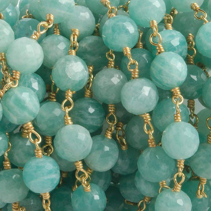 6.5mm Amazonite faceted round Vermeil Chain by the foot 24 pieces