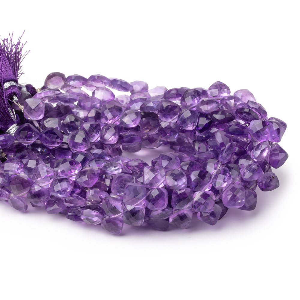 6.5mm Amethyst Faceted Pillow Beads 7.5 inch 46 pieces
