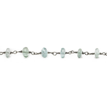 6.5mm Aquamarine plain rondelle Black Gold Chain by the foot 30 pieces