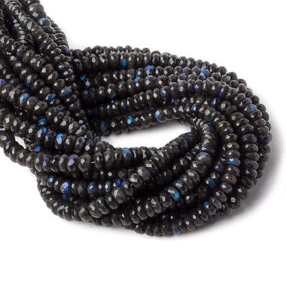 9mm Black Labradorite faceted rondelle beads 16 inch 96 pieces AAA