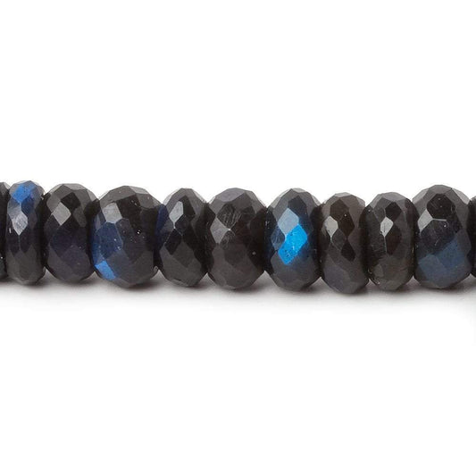9mm Black Labradorite faceted rondelle beads 16 inch 96 pieces AAA