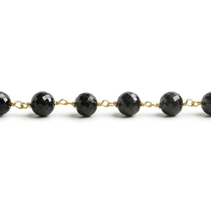 6.5mm Black Spinel faceted round Vermeil Chain by the foot 24 pieces