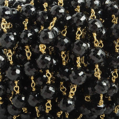 6.5mm Black Spinel faceted round Vermeil Chain by the foot 24 pieces