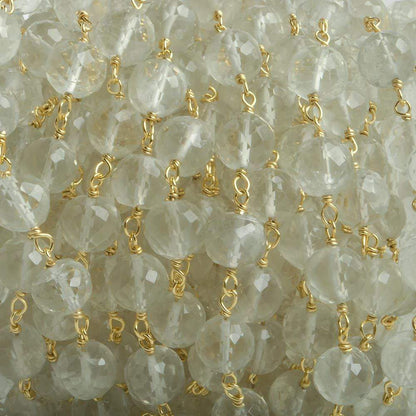 6.5mm Ceylon Moonstone faceted round Vermeil Chain by the foot 24 pieces