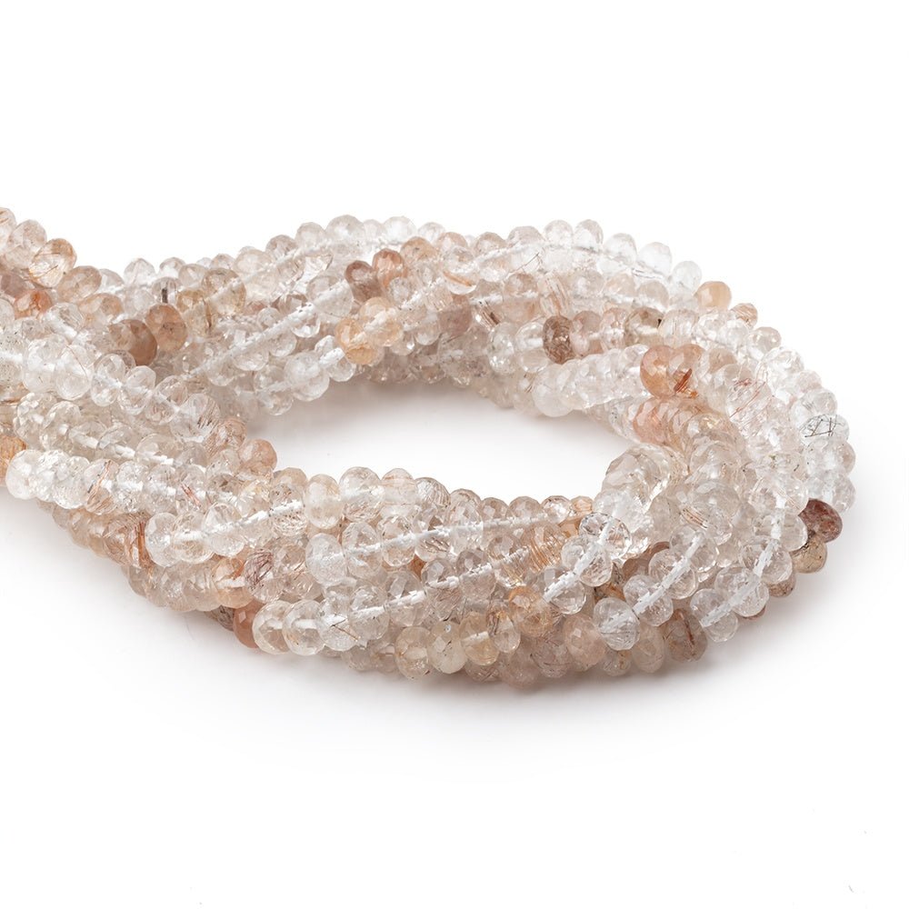 6.5mm Copper Rutilated Quartz Faceted Rondelle Beads 14 inch 74 pieces