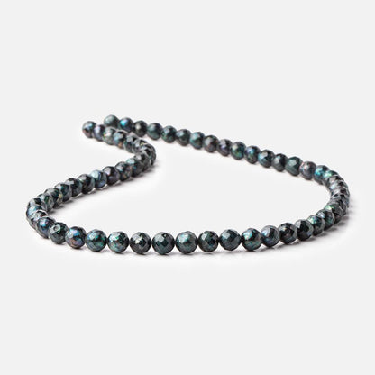 6.5mm Dark Teal Faceted Round Freshwater Pearls 16 inch 60 pieces