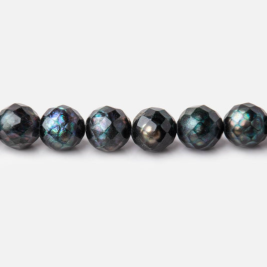 6.5mm Dark Teal Faceted Round Freshwater Pearls 16 inch 60 pieces