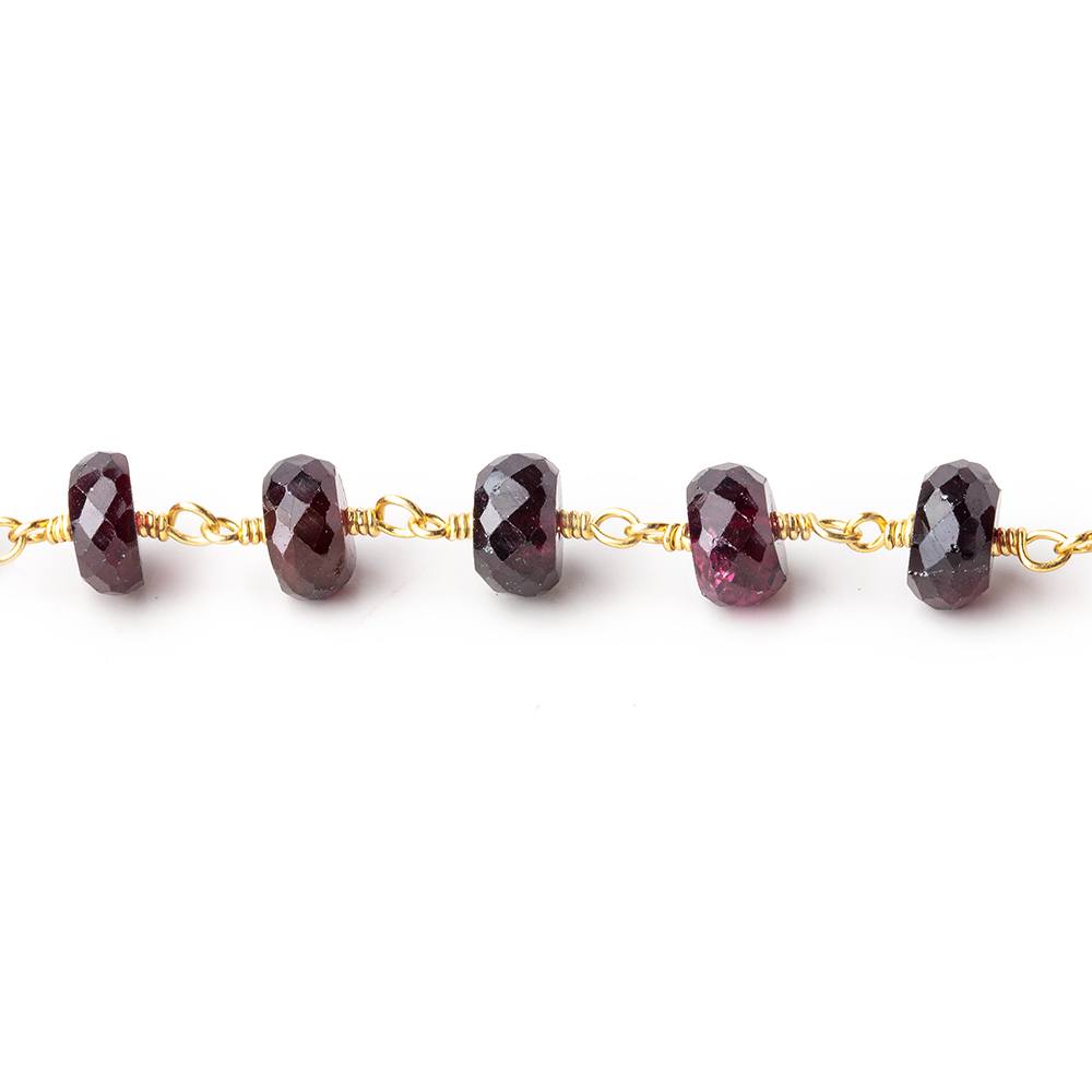 6.5mm Garnet Faceted Rondelles on Vermeil Chain by the Foot 33 pieces