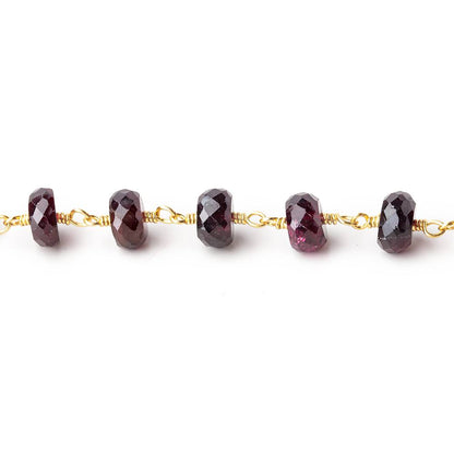 6.5mm Garnet Faceted Rondelles on Vermeil Chain by the Foot 33 pieces