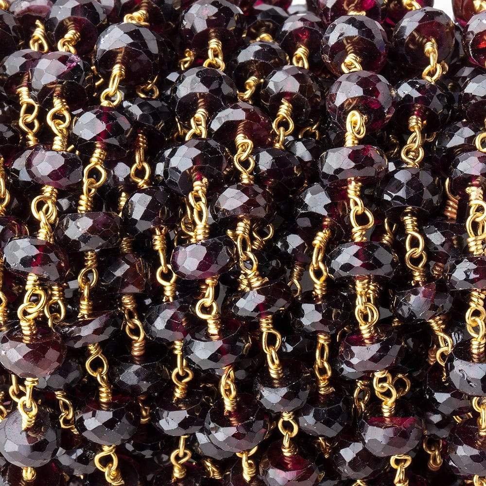 6.5mm Garnet Faceted Rondelles on Vermeil Chain by the Foot 33 pieces