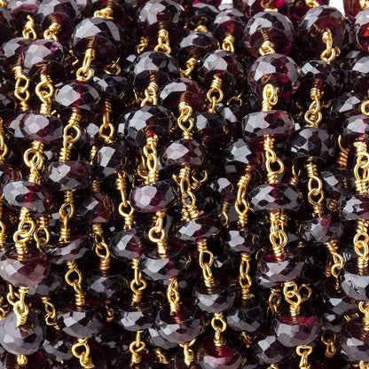 6.5mm Garnet Faceted Rondelles on Vermeil Chain by the Foot 33 pieces