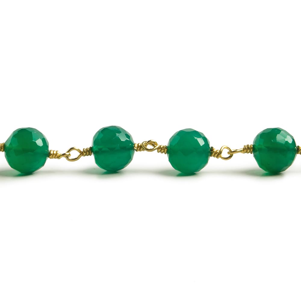 6.5mm Green Onyx faceted round Vermeil Chain by the foot 24 pieces