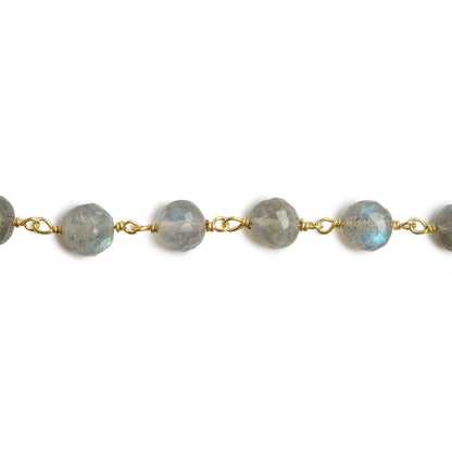 6.5mm Labradorite faceted round Vermeil Chain by the foot 24 pieces