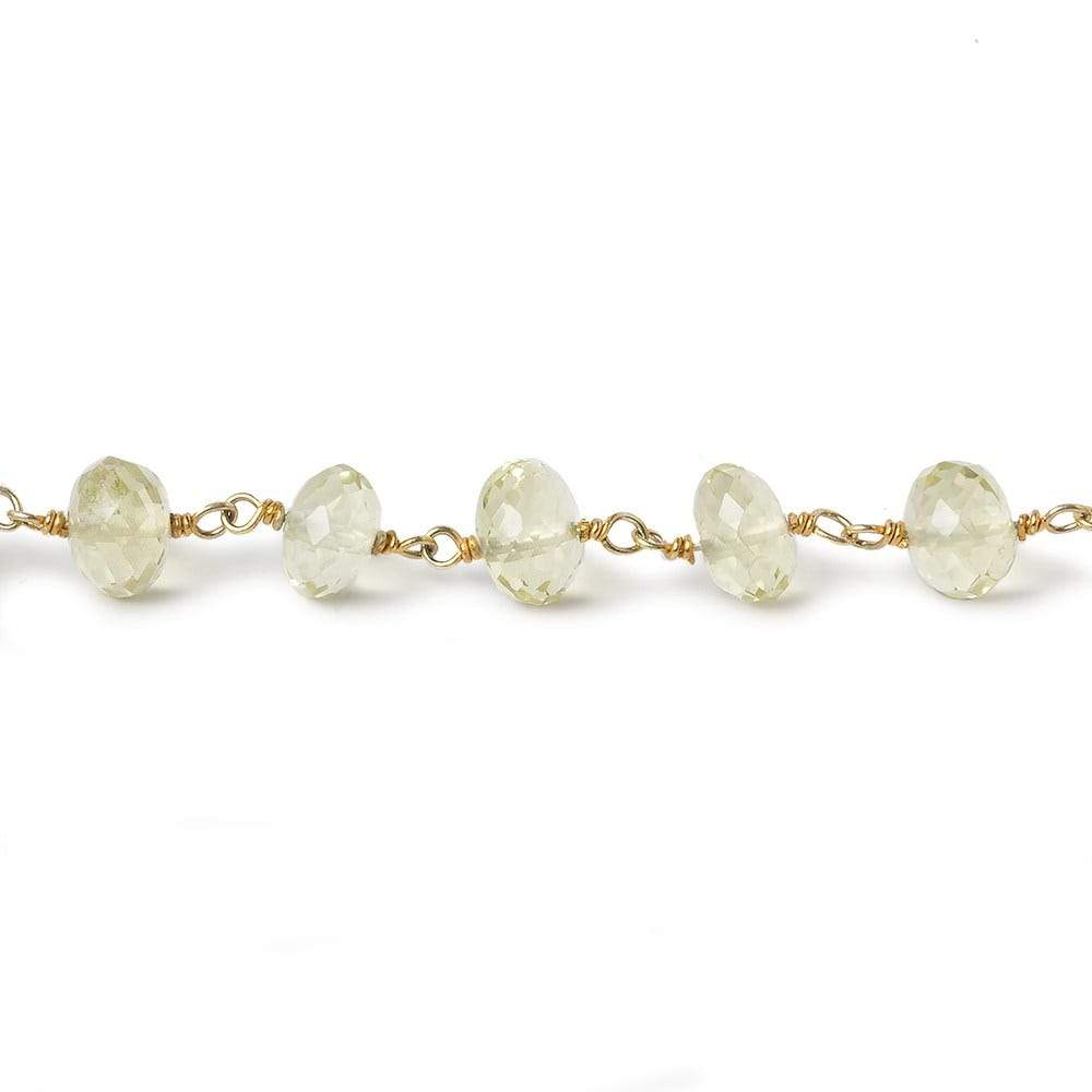 6.5mm Lemon Quartz faceted rondelle Vermeil Chain Sold As 31 inches 84 beads