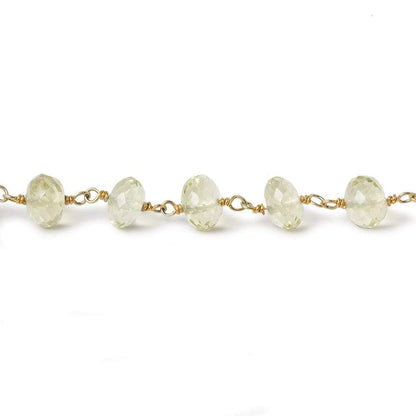 6.5mm Lemon Quartz faceted rondelle Vermeil Chain Sold As 31 inches 84 beads
