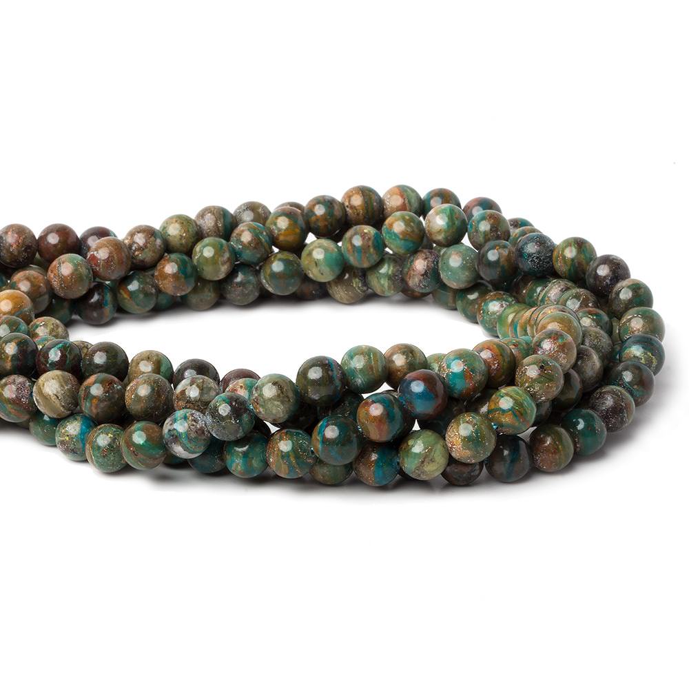 6.5mm Peruvian Blue Dendritic Opal Unfaceted Rounds 16 inch 62 pieces A