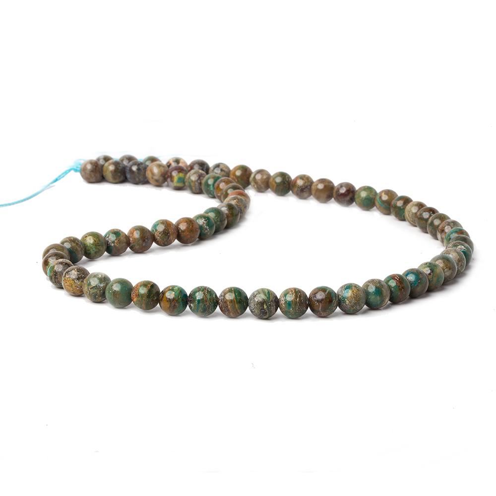 6.5mm Peruvian Blue Dendritic Opal Unfaceted Rounds 16 inch 62 pieces A