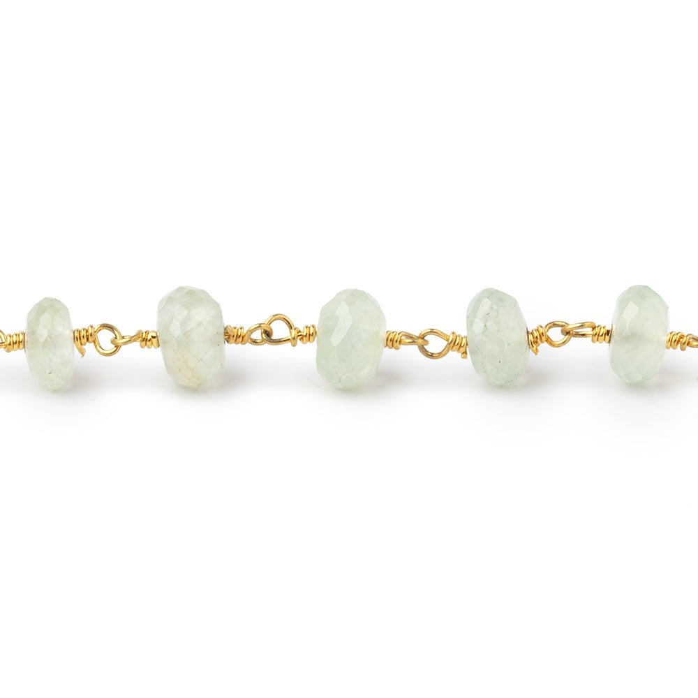 6.5mm Prehnite Faceted Rondelles on Gold Plated Chain