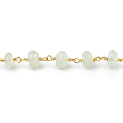 6.5mm Prehnite Faceted Rondelles on Gold Plated Chain