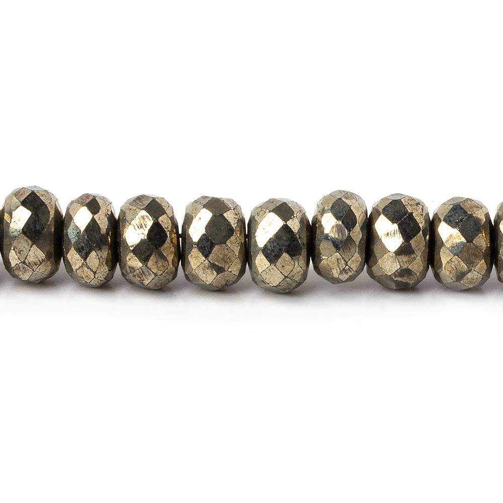 6.5mm Pyrite Faceted Rondelle Beads 13 inch 78 pieces