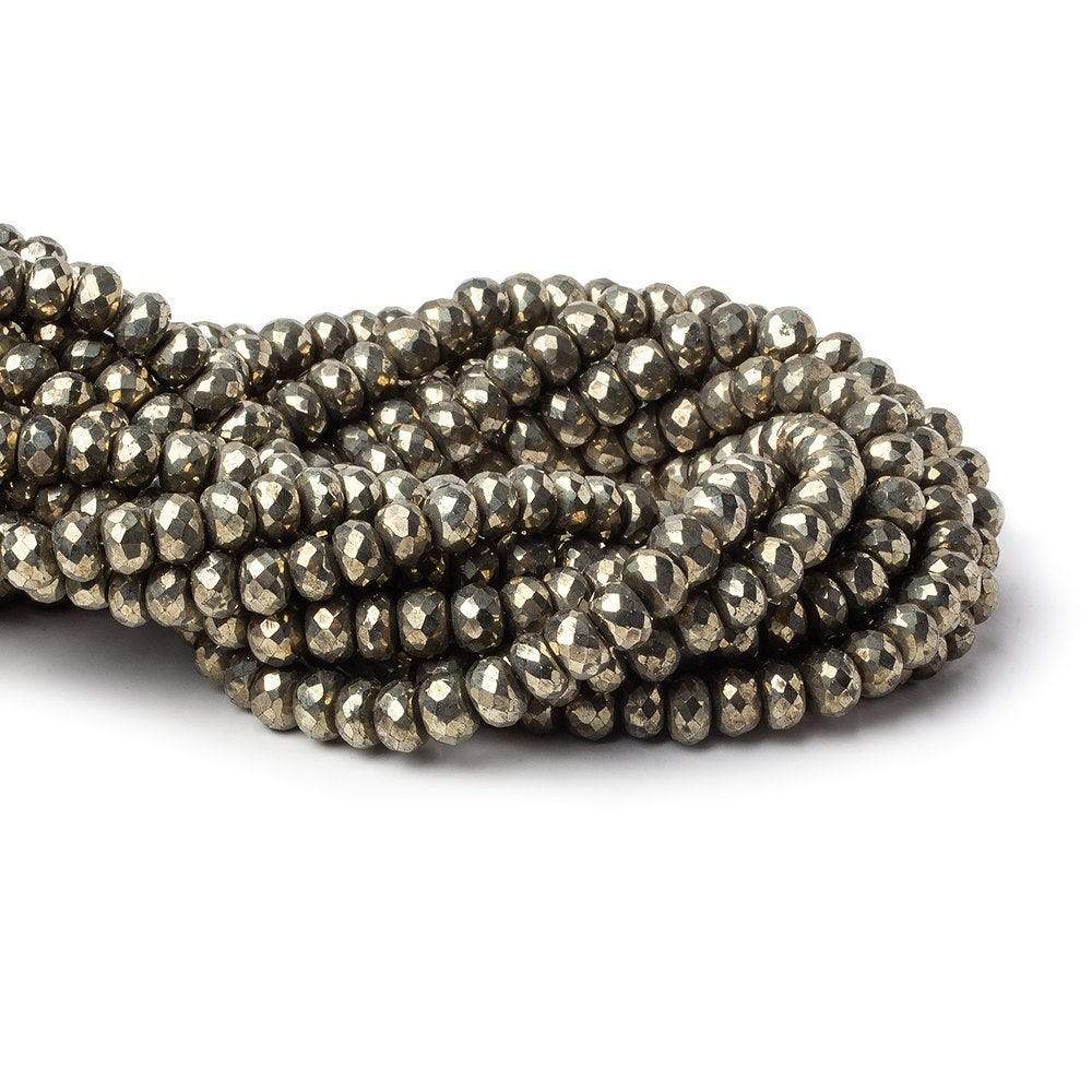 6.5mm Pyrite Faceted Rondelle Beads 13 inch 78 pieces