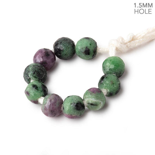 6.5mm Ruby in Zoisite 1.5mm Large Hole Faceted Rounds Set of 10