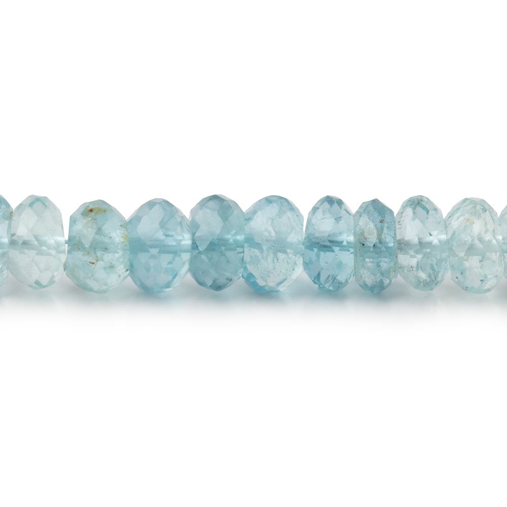 6.5mm Shaded Aquamarine Plain Rondelle Beads 16 inch 115 pieces AA