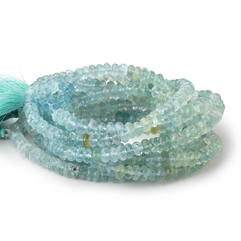 6.5mm Shaded Aquamarine Plain Rondelle Beads 16 inch 115 pieces AA