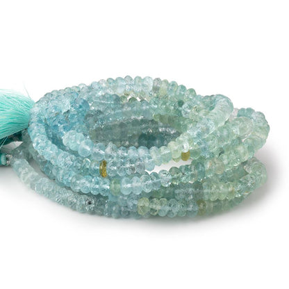 6.5mm Shaded Aquamarine Plain Rondelle Beads 16 inch 115 pieces AA
