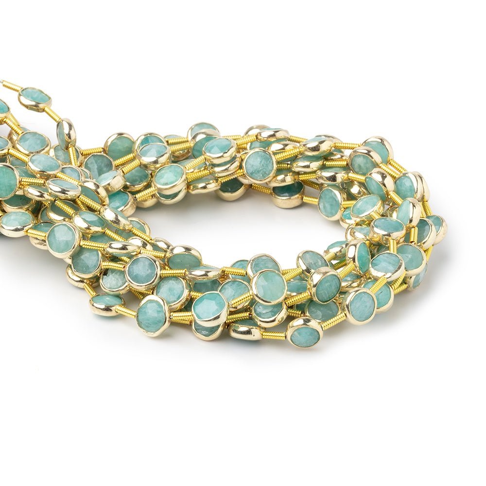 6.5mm Vermeil Bezel Amazonite Faceted Coin Strand 19 Beads
