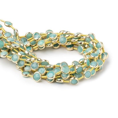 6.5mm Vermeil Bezel Amazonite Faceted Coin Strand 19 Beads