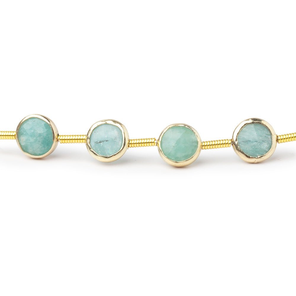 6.5mm Vermeil Bezel Amazonite Faceted Coin Strand 19 Beads