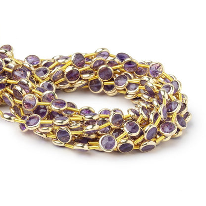 6.5mm Vermeil Bezel Amethyst Faceted Coin Strand 19 Beads