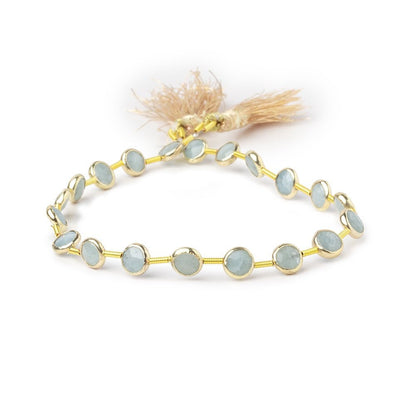 6.5mm Vermeil Bezel Aquamarine Faceted Coin Strand 20 Beads