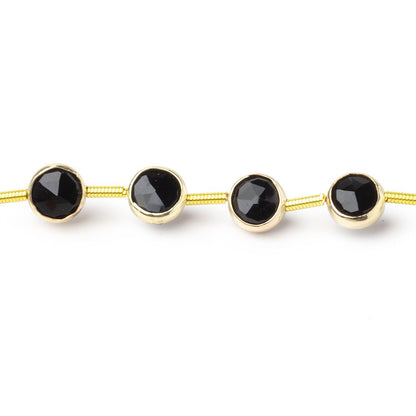 6.5mm Vermeil Bezel Black Onyx Faceted Coin Strand 20 Beads