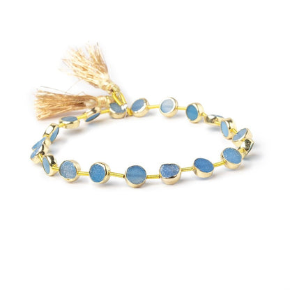 6.5mm Vermeil Bezel Blue Drusy Coin Strand 19 Beads
